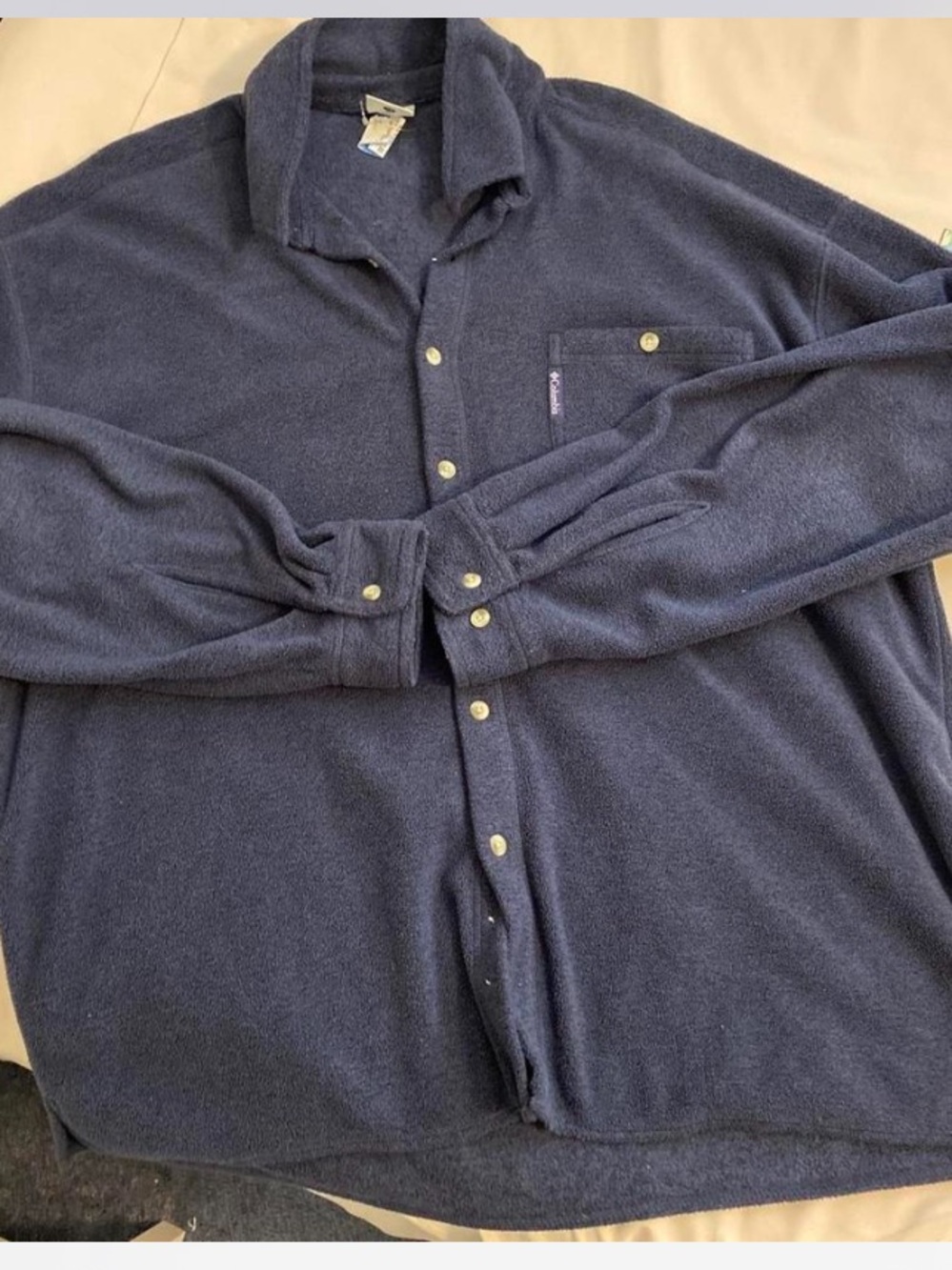 Men's Navy Button-Down Fleece Shirt Jacket Sz XL